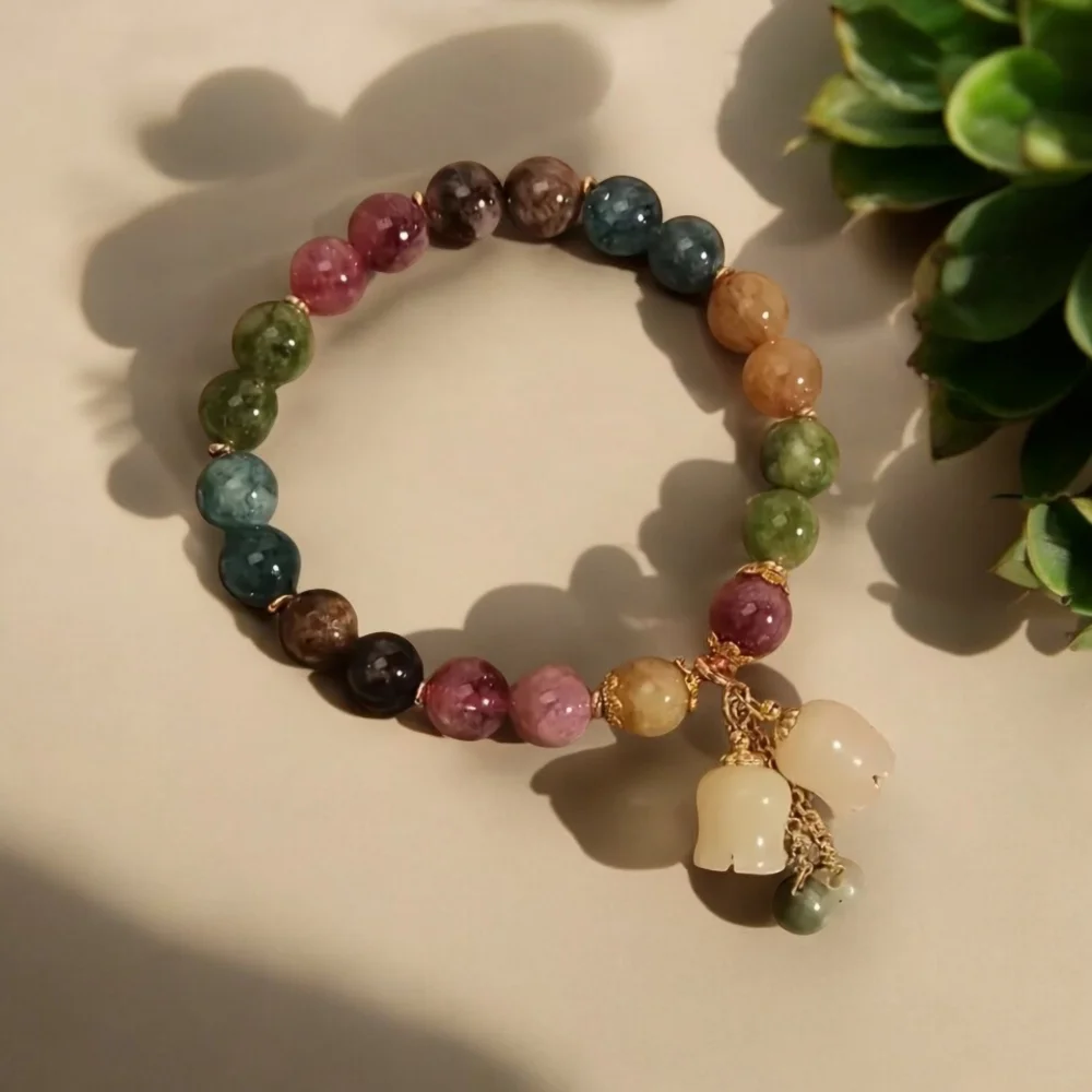 Multicolor Beaded Bracelet with Gold Accents‎